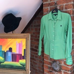 Brooks Brothers 346 Women’s Green Button Down Polo Long Sleeve Shirt Size 2